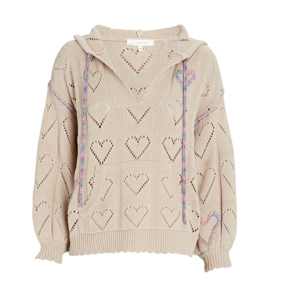 LoveShackFancy Sweaters - LoveShackFancy - Meara Hoodie, Sunset Wheat